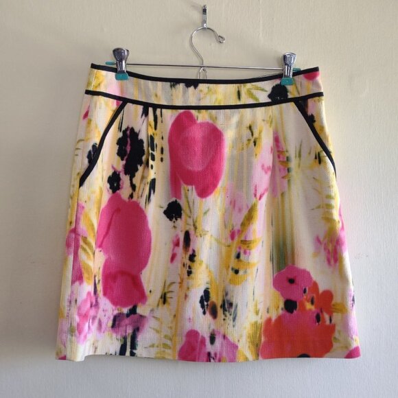 Anthropologie Tabitha Floral Poppy Rain Mini Skirt Pockets  Women's Size 6  EUC - Picture 1 of 5